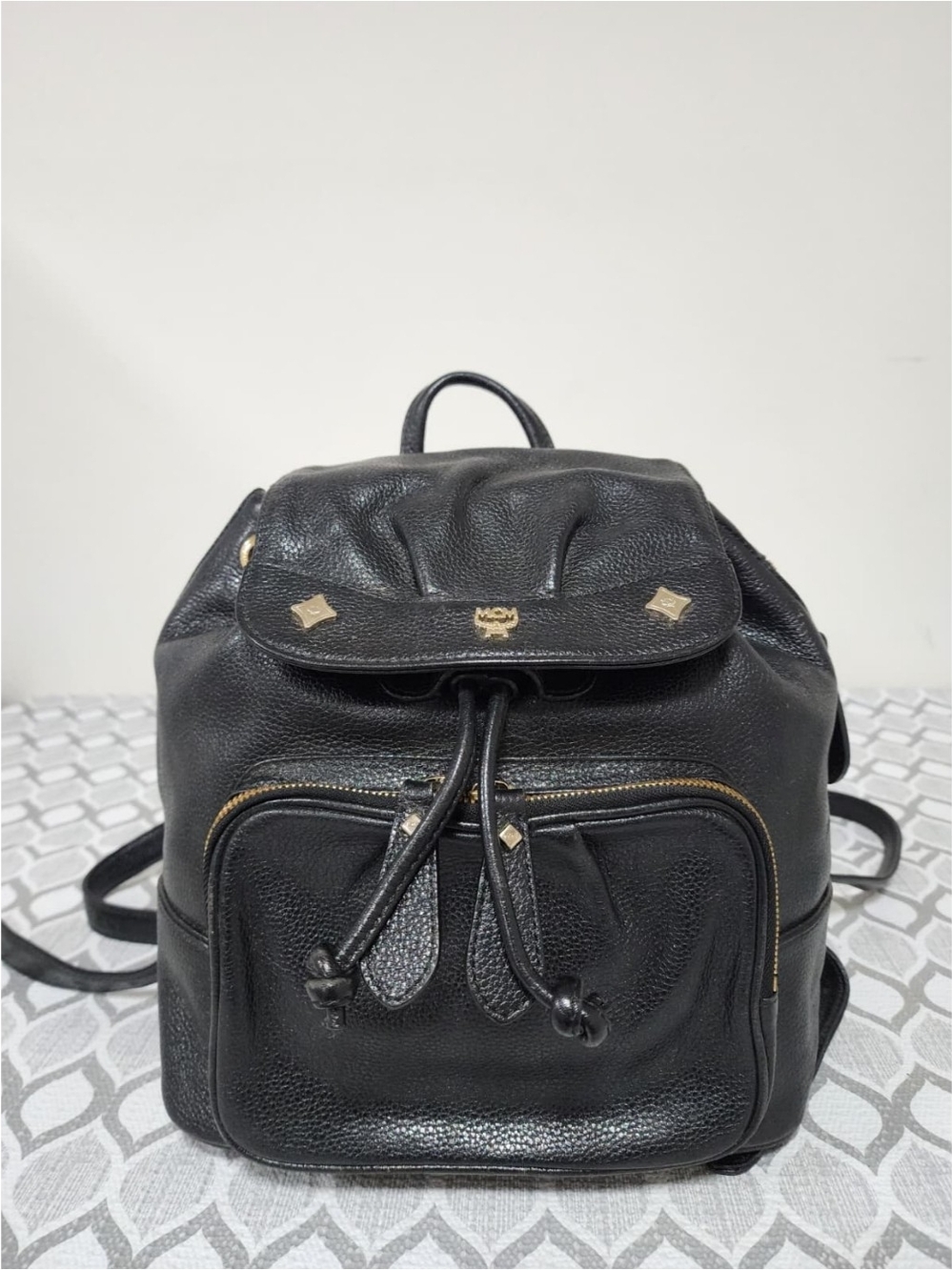 MCM Vintage Leather Backpack Black
